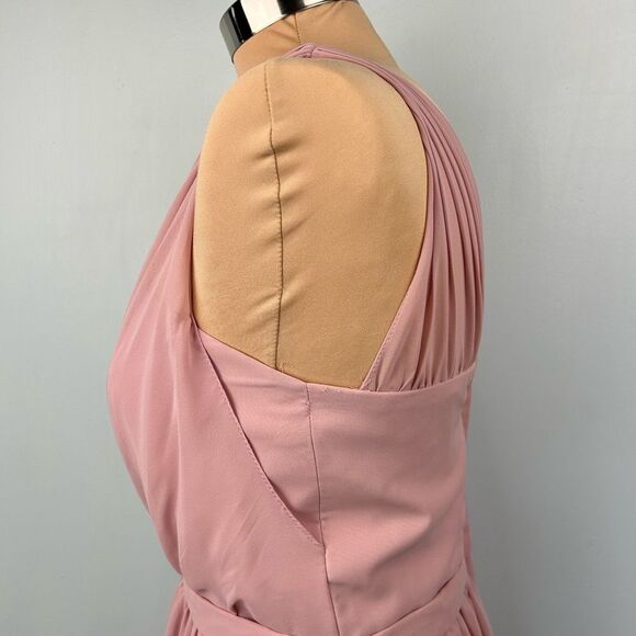 Alfred Angelo Dusty Rose One Shoulder Lined Chiffon Bridesmaid Dress Sz 10 - Picture 9 of 14